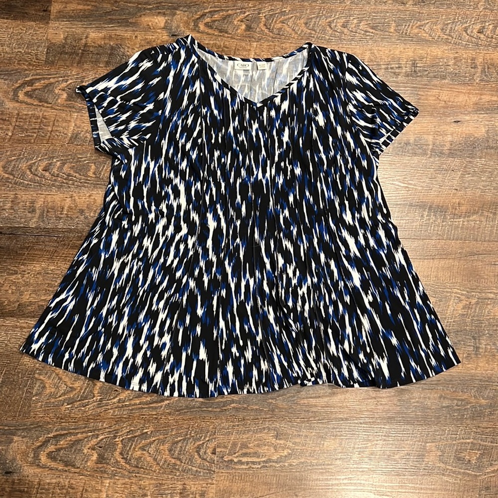 Cato Woman 18/20 Pleated Front Short Sleeve Blouse